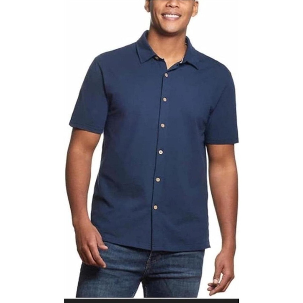 Mens NWT Weatherproof Vintage Blue Button Down Short Sleeve Shirt